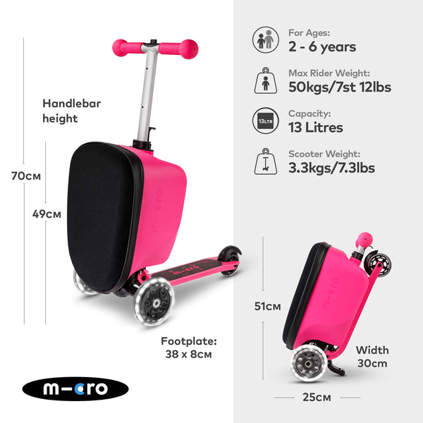 Mini Micro Folding LED Scooter with Travel Suitcase (Pink)