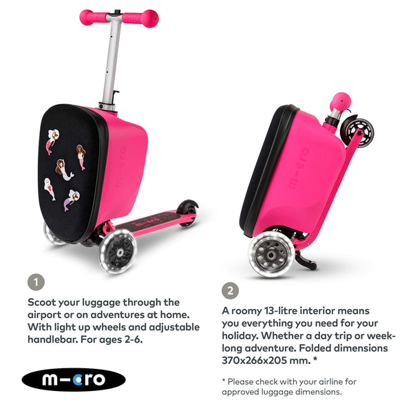Mini Micro Folding LED Scooter with Travel Suitcase (Pink)