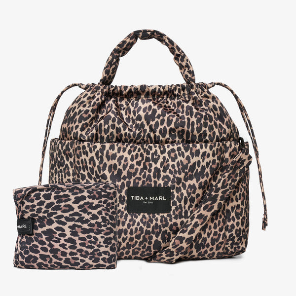 Luna Drawstring Changing Tote (Leopard Print)