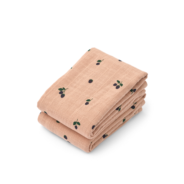 Lewis Mini Berry Muslin Cloth Pack of 2 (Pale Tuscany)