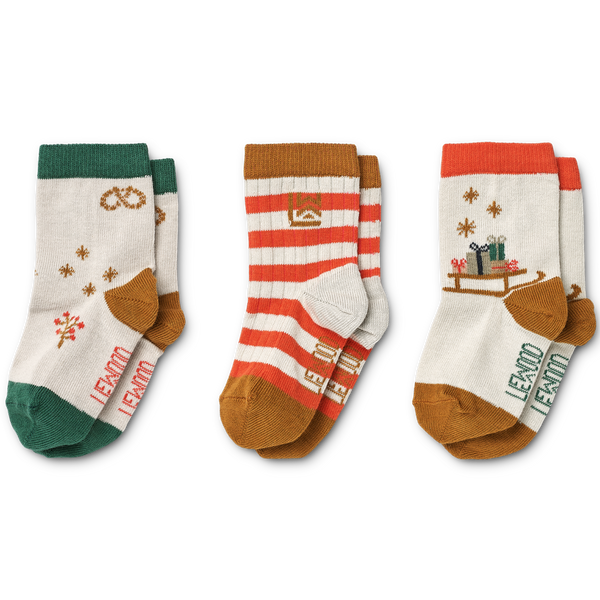 Silas Festive Print Cotton Socks 3 Pack (Holiday Mix)