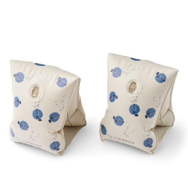 Shirley Pufferfish Print Inflatable Swim Wings Arm Bands (Sandy)