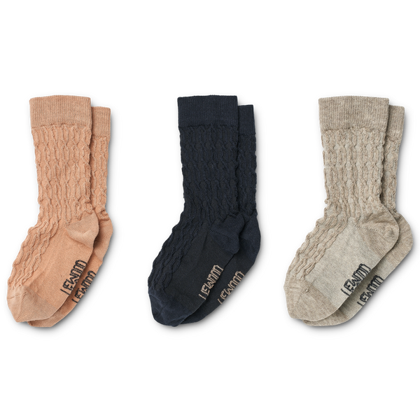 Flavio Shirred Cotton Socks 3 Pack (Pale Tuscany Mix)
