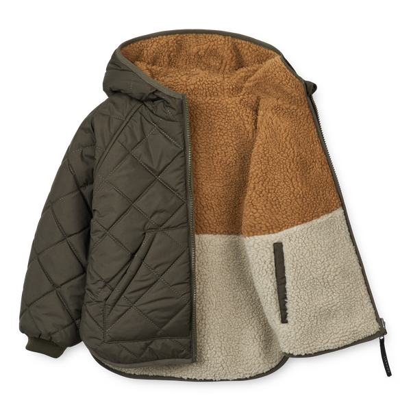 Jackson Reversible Quilted Coat (Army Brown Mix)