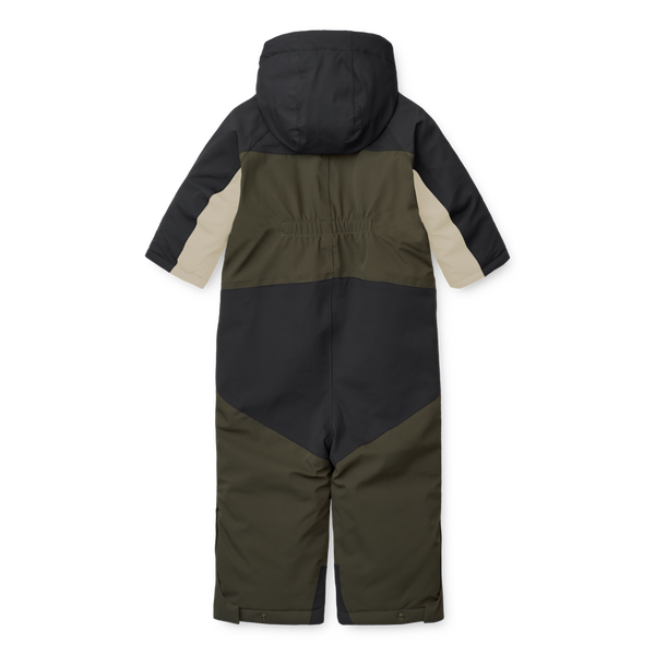 Sune All-In-One Baby Padded Snowsuit (Black/Army Brown)