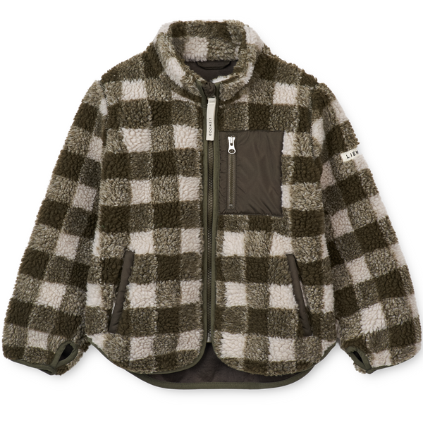 Nolan Teddy Fleece Zip-Up Jacket (Army Brown Check)