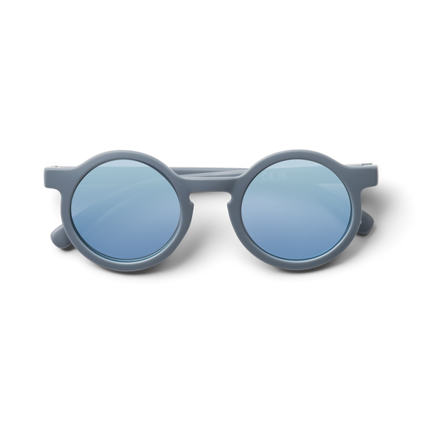 Darla Retro Mirrored Round Sunglasses (Whale Blue)