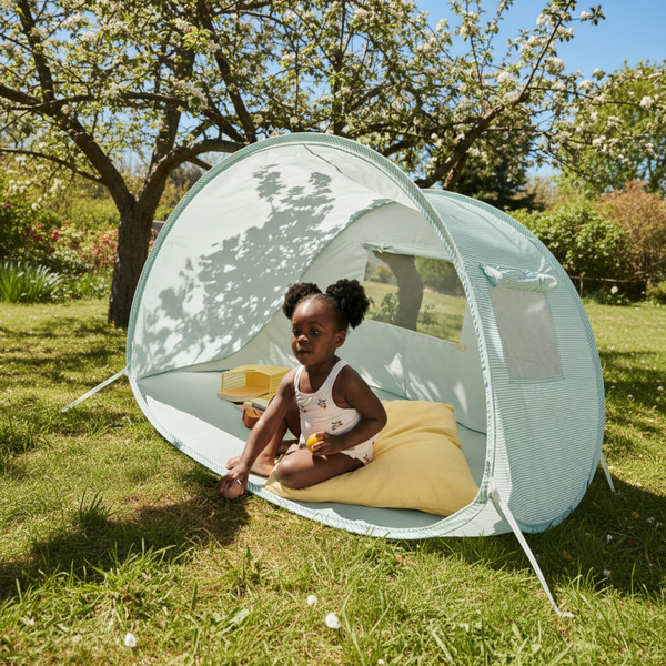 Cassie Pinstripe UV Protective Pop Up Tent (Peppermint/Creme de la Creme)