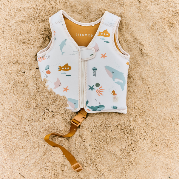 Dove Sea Creature Print Neoprene Swim Vest (Sandy)