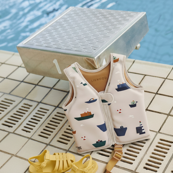 Dove Sailing Boat Print Neoprene Swim Vest (Sandy)