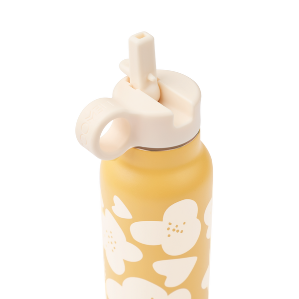 Falk Flower Print Screw Top Bottle (350ml) (Lemon Yellow)