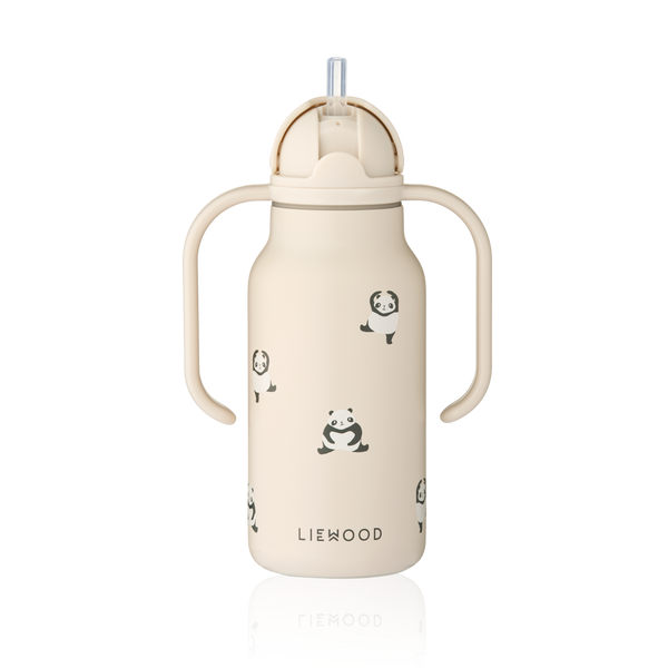 Kimmie Panda Print Drinks Bottle With Handles (250ml) (Sandy)
