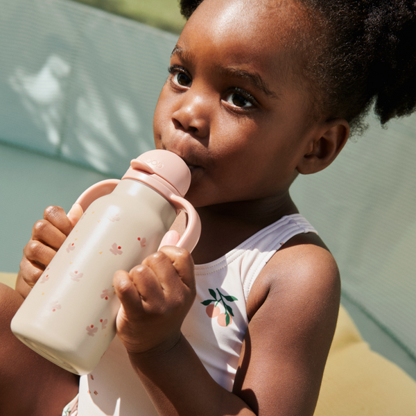 Kimmie Butterfly Print Drinks Bottle With Handles (250ml) (Apple Blossom)