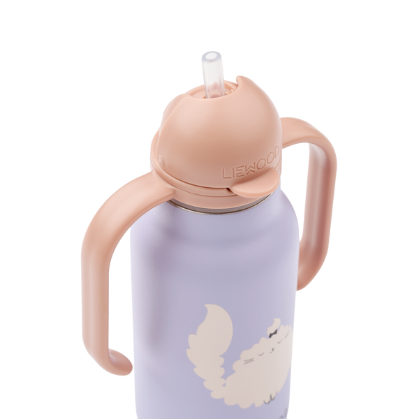 Kimmie Cat Print Drinks Bottle With Handles (250ml) (Warm Lilac)