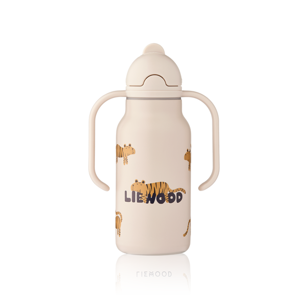 Kimmie Tiger Print Drinks Bottle With Handles (250ml) (Sandy)