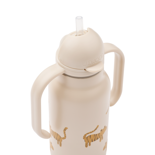 Kimmie Tiger Print Drinks Bottle With Handles (250ml) (Sandy)