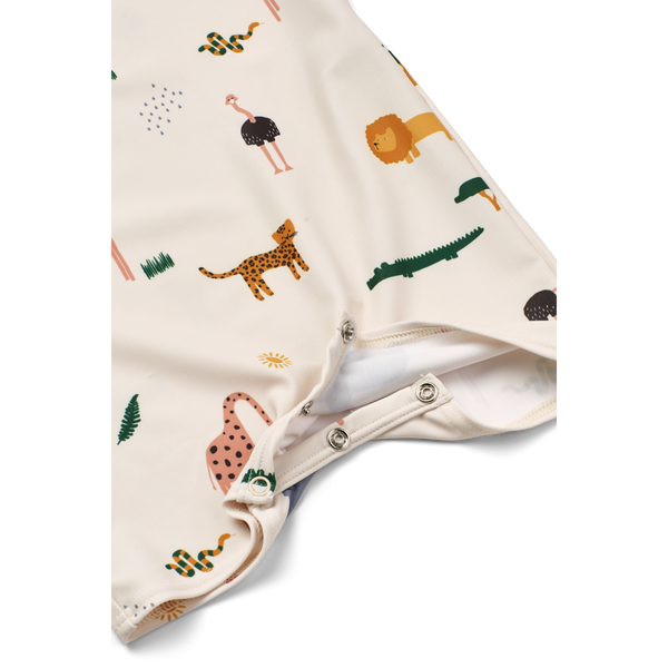 Thor Safari Print Short Sleeve Swim Jumpsuit (Sandy)