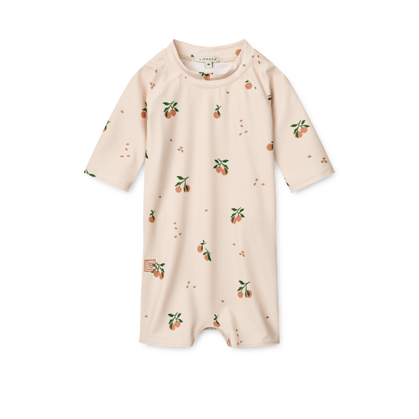 Thor Peach Print Short Sleeve Swim Jumpsuit (Sea Shell)