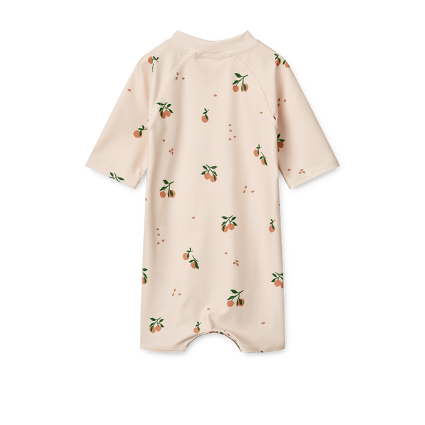 Thor Peach Print Short Sleeve Swim Jumpsuit (Sea Shell)