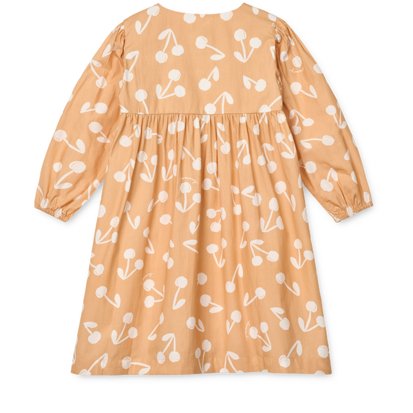 Ariana Cherry Blossom Cotton Printed Dress (Light Apricot)