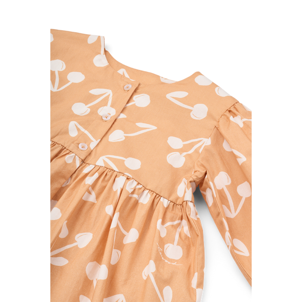 Ariana Cherry Blossom Cotton Printed Dress (Light Apricot)