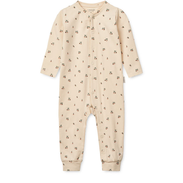 Birk Mini Peach Print Baby Jumpsuit Pyjamas (Sea Shell)