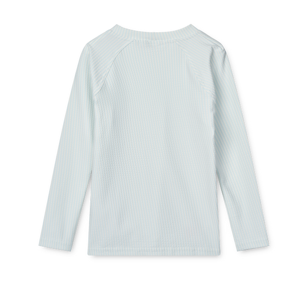 Noah Pinstripe Long Sleeved Seersucker Swim Top (Pure Sky/Creme De La Creme)