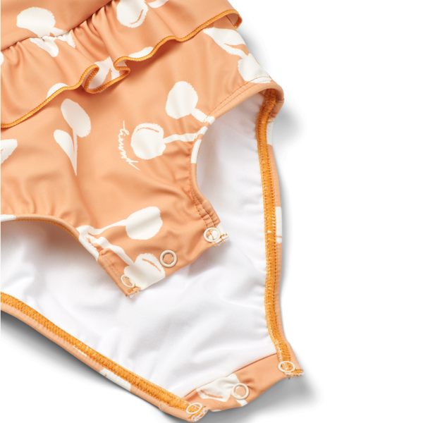 Amina Cherry Print Peplum Baby Swimsuit (Light Apricot)