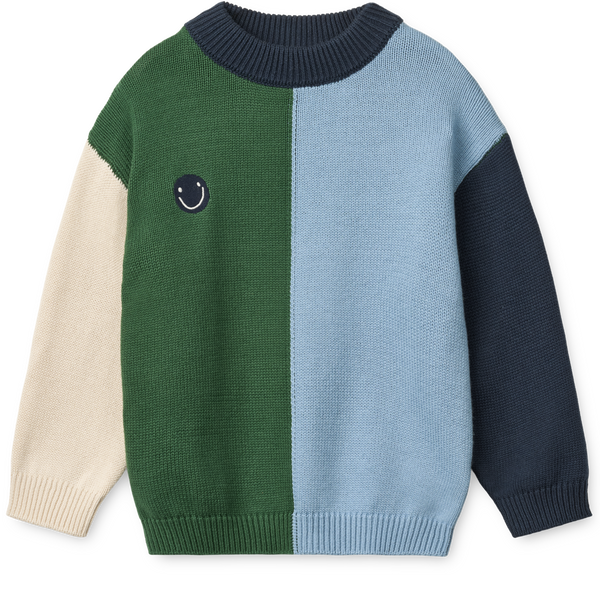 Orlane Colour Block Cotton Knit Jumper (Beach Blue Multi Mix)