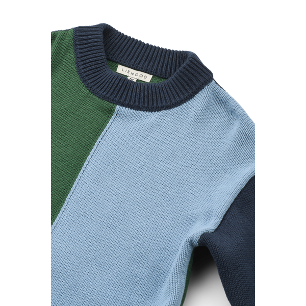 Orlane Colour Block Cotton Knit Jumper (Beach Blue Multi Mix)