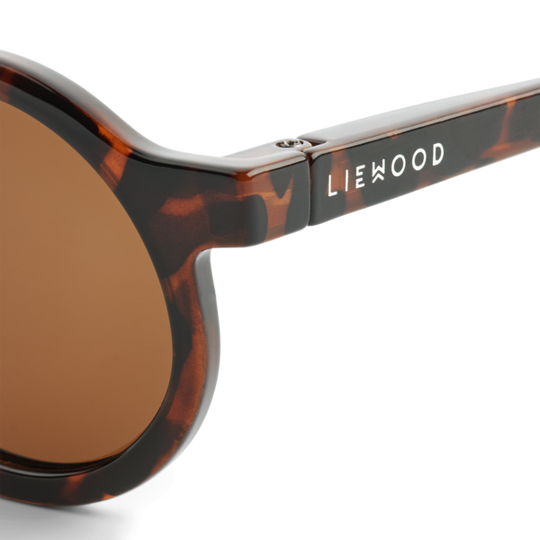 Darla Retro Round Sunglasses (Shiny Dark Tortoise)