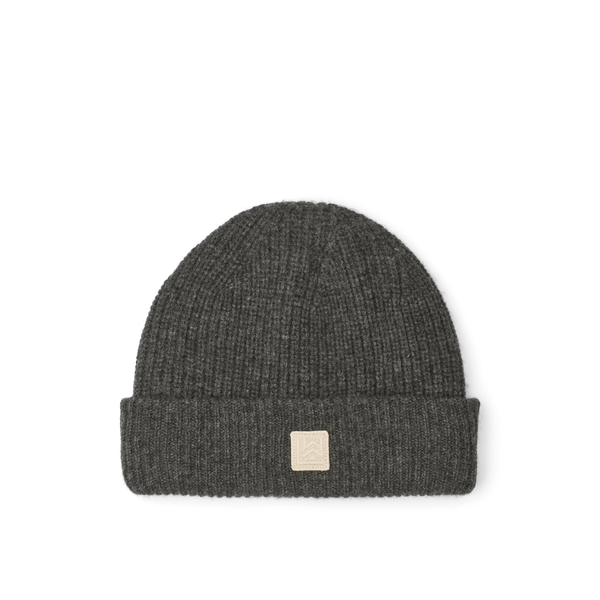 Emilio Woollen Ribbed Knit Beanie (Dark Grey)
