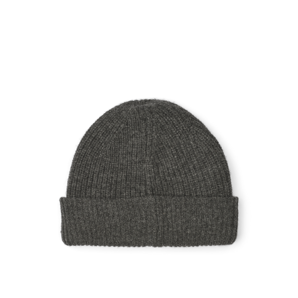 Emilio Woollen Ribbed Knit Beanie (Dark Grey)