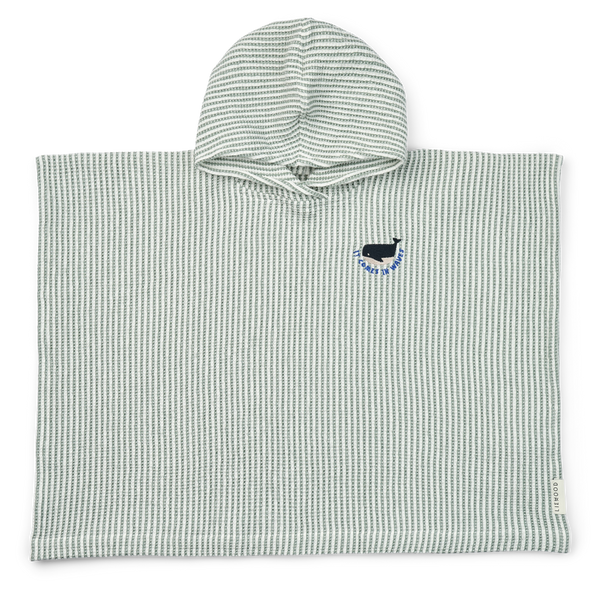 Paco Cotton Hooded Towel Poncho (Peppermint/Creme de la Creme)