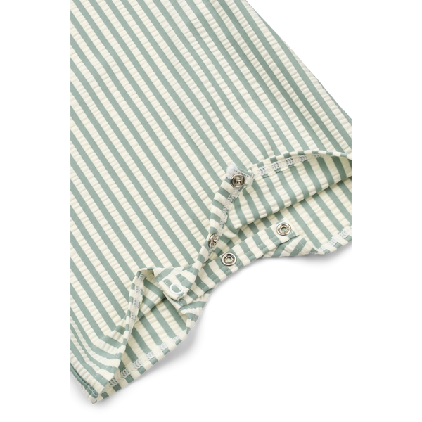Thor Pinstripe Seersucker Short Sleeve Swim Jumpsuit (Peppermint/Sandy)
