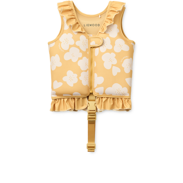 Dove Flower Print Neoprene Frill Swim Vest (Lemon Yellow)