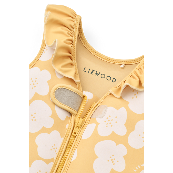 Dove Flower Print Neoprene Frill Swim Vest (Lemon Yellow)