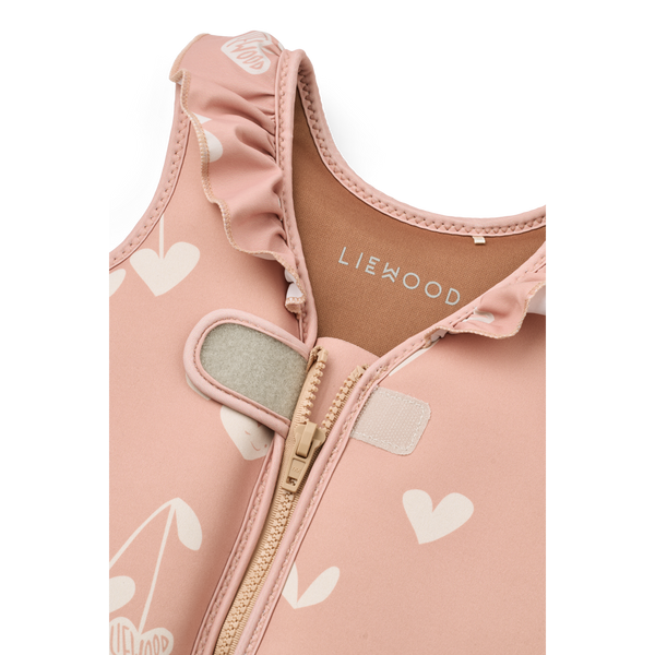 Dove Sweethearts Print Neoprene Frill Swim Vest (Pale Tuscany)