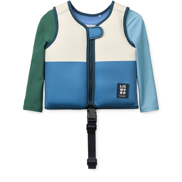 Dove Colour Block Neoprene Swim Vest with Sleeves (Riverside Multi Mix)