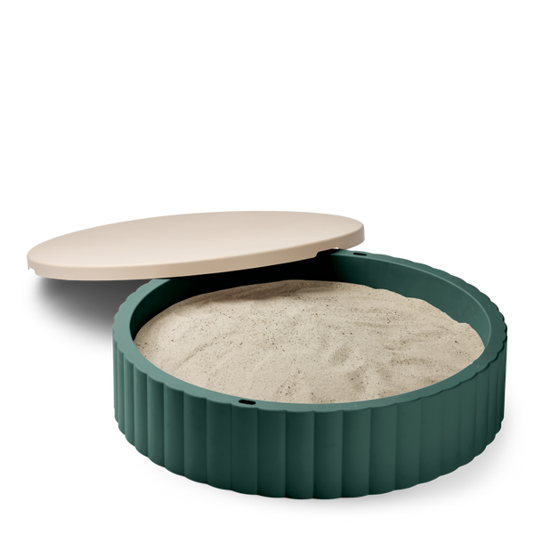 Saul Sandpit with Protective Lid (Garden Green/Sandy)