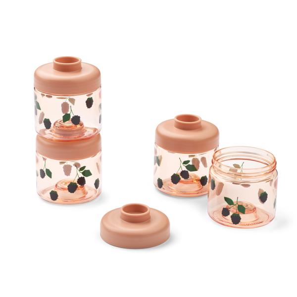 Dominique Berry Print Tritan Storage Food Boxes 4 Pack (Pale Tuscany)