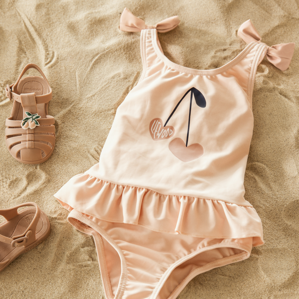 Amara Bow Peplum Swimsuit (Apple Blossom)