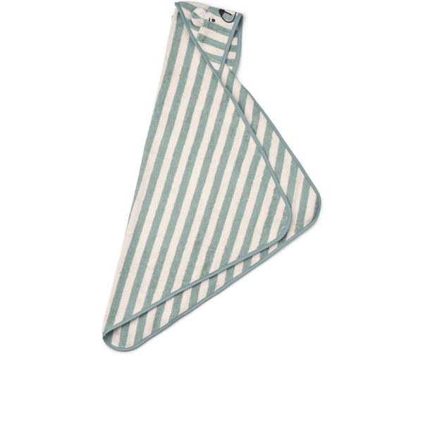 Albert Striped Bear Hooded Baby Towel (Peppermint/Creme De La Creme)