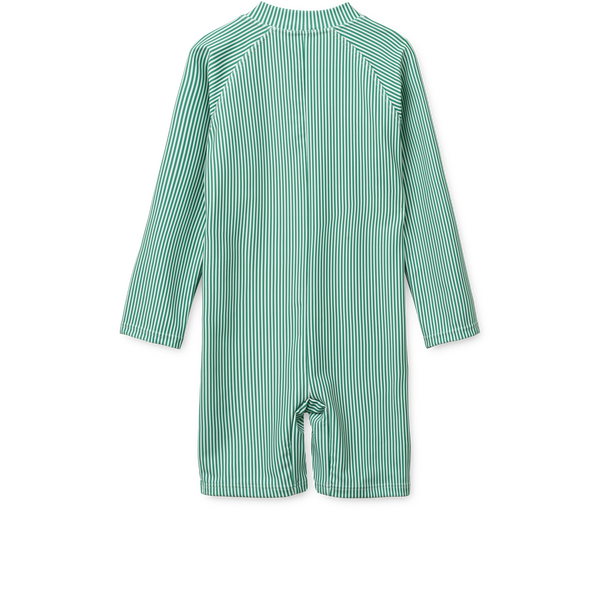 Max Striped Print Short Sleeve Swim Jumpsuit (Bright Garden/Creme de la Creme)