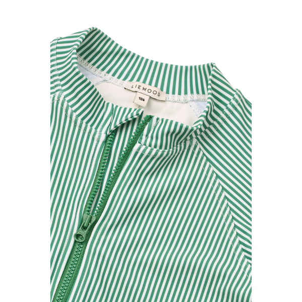 Max Striped Print Short Sleeve Swim Jumpsuit (Bright Garden/Creme de la Creme)