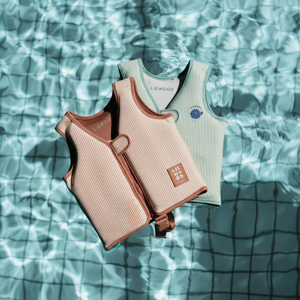 Dove Striped Seersucker Swim Vest (Pale Tuscany/Creme de la Creme)