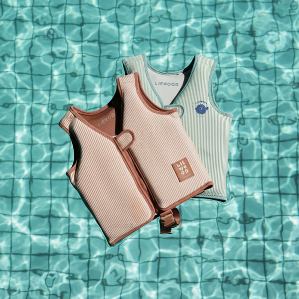 Dove Striped Pufferfish Seersucker Swim Vest (Peppermint/Sandy)