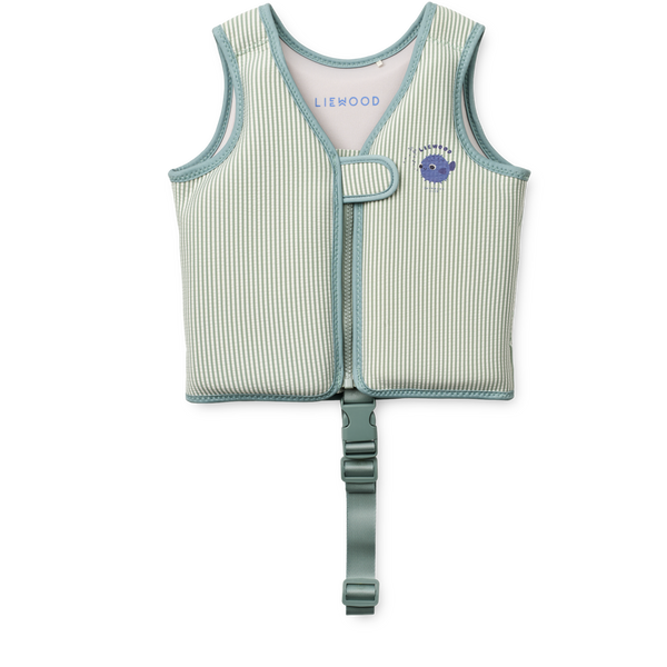 Dove Striped Pufferfish Seersucker Swim Vest (Peppermint/Sandy)