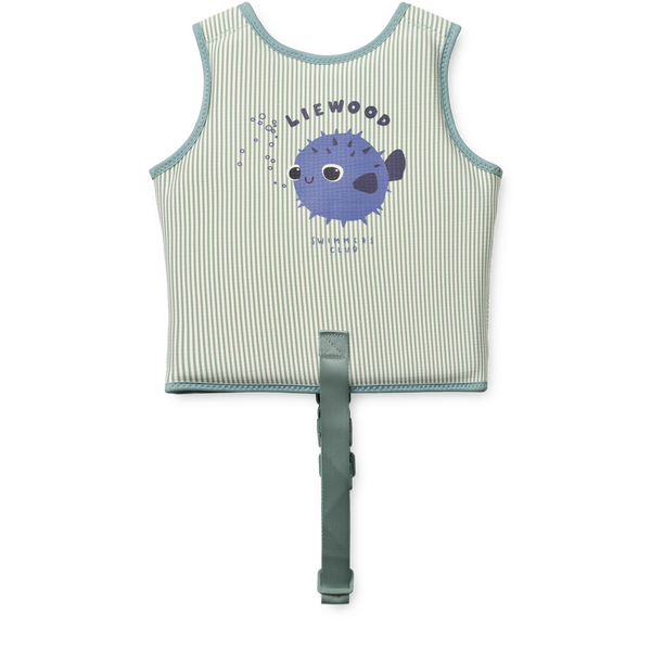 Dove Striped Pufferfish Seersucker Swim Vest (Peppermint/Sandy)