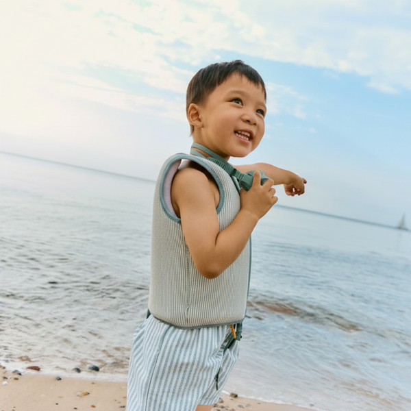 Dove Striped Pufferfish Seersucker Swim Vest (Peppermint/Sandy)